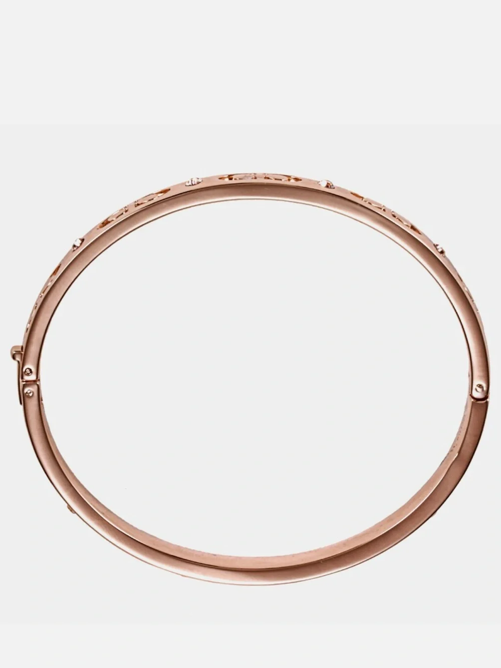 Coach Rose Gold Logo & Crystal Signature Bangle Bracelet